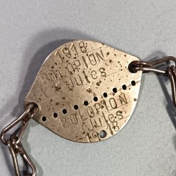 PLAQUE D'IDENTITE MILITAIRE TROUPE MODELE 1918 BOLOPION JULES CLASSE 1918 MATRICULE 941 A VESOUL SOLDAT